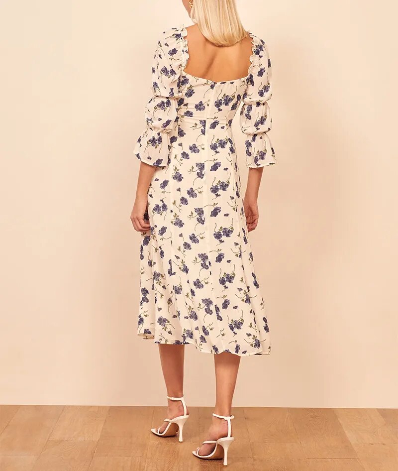 Floral Print Chiffon Dress