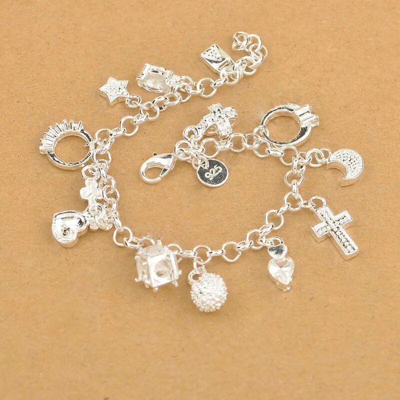 925 Sterling  Charm Pendants  Bracelet,