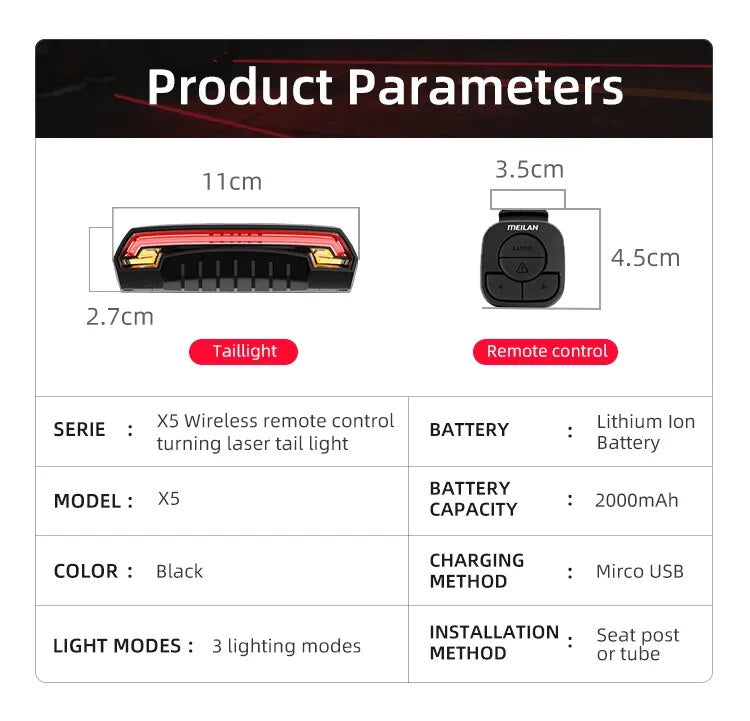 Bike Bicycle Rear Light Laser Tail Lamp