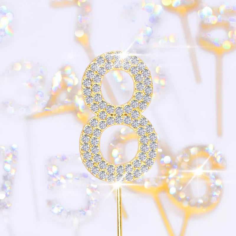 Rhinestone Number Cake Toppers