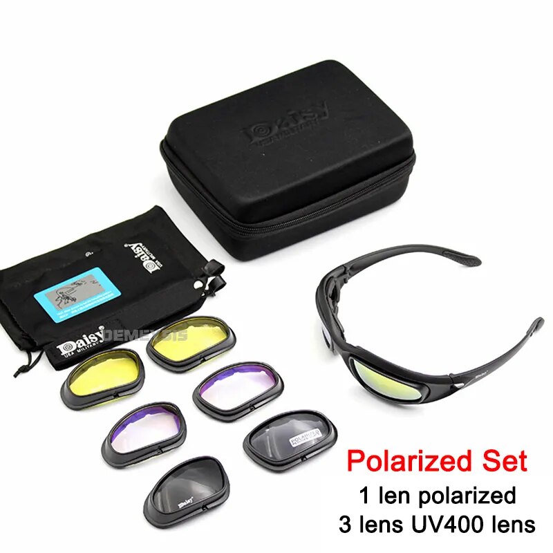 4 Lens Tactical Polarized Goggles for Outdoor Activities