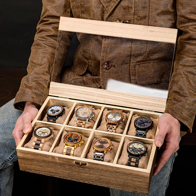 Wood Wrist Watch Display Box Organizer