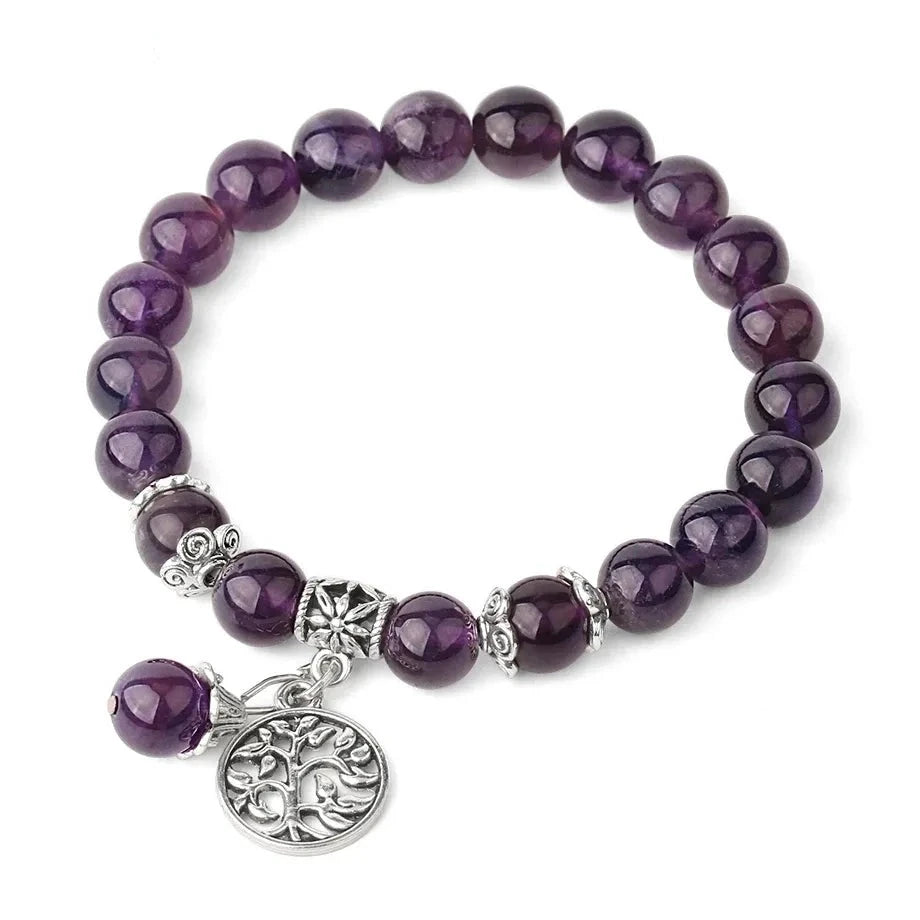 Bracelet Amethysts Crystal  Gem Beaded