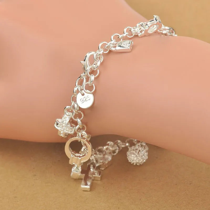 925 Sterling  Charm Pendants  Bracelet,