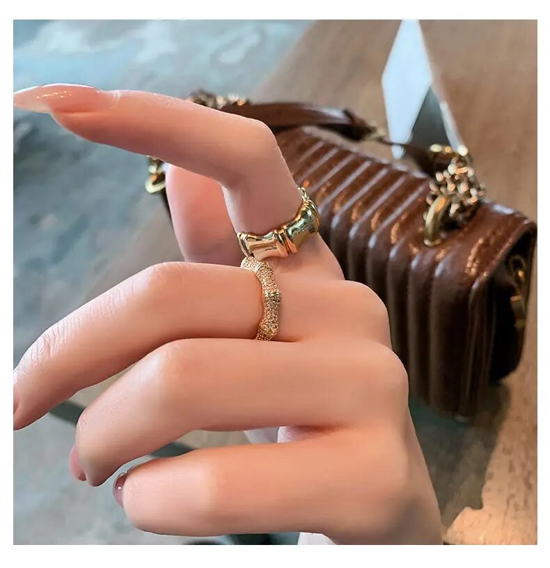 Gold Bamboo Skeleton Rings for Gothic Glam