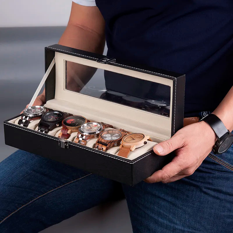 Wood Wrist Watch Display Box Organizer