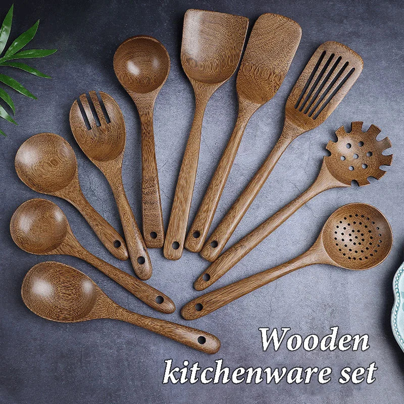 Non Stick Wooden Cooking Utensils Set