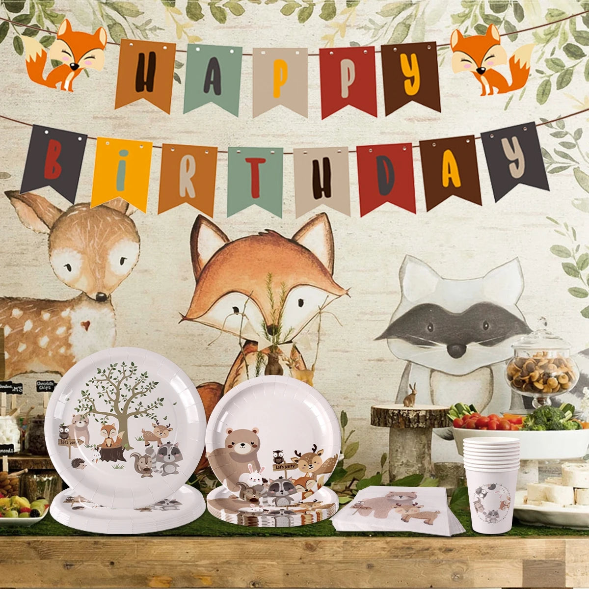 Kids Birthday Party Animal Forest Woodland