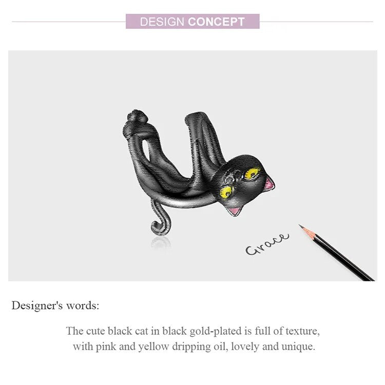 Cartoon Black Cat Charm Beads Fit Orignal Bracelet