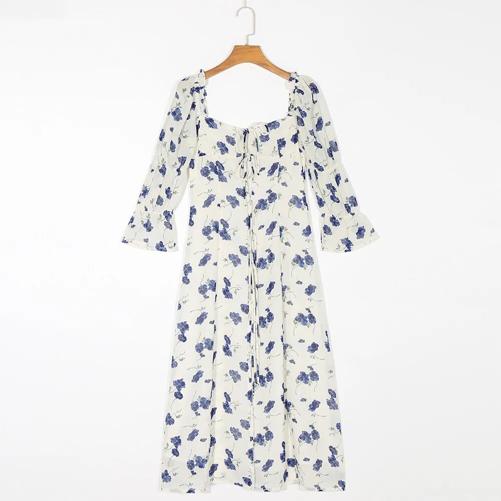 Floral Print Chiffon Dress