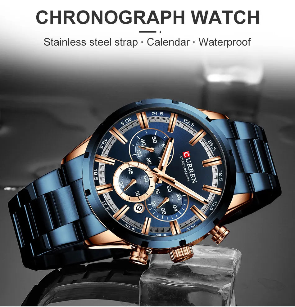 Full Steel Waterproof Luxury Sports Watch