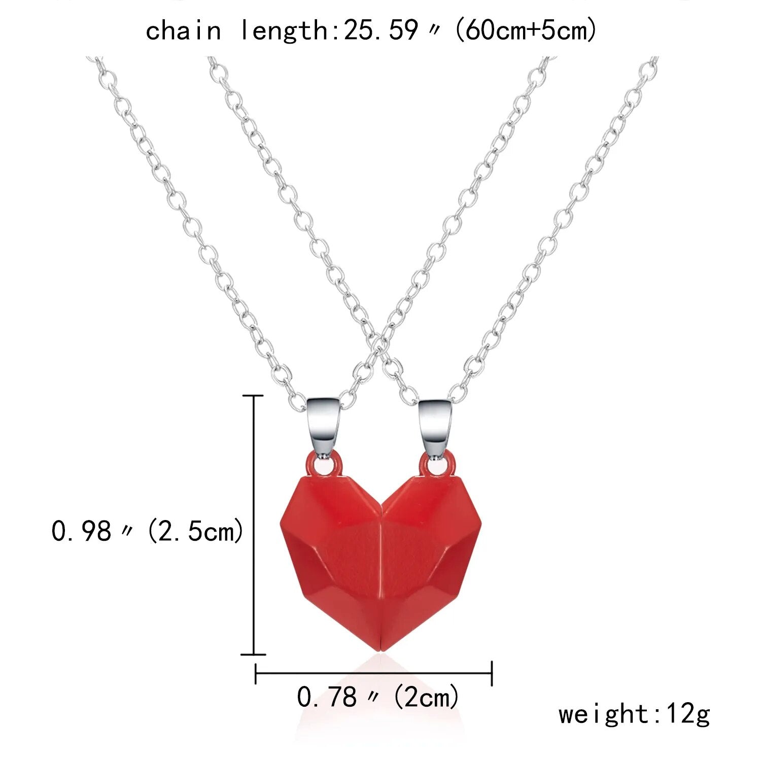 2Pcs/Lot Magnetic Couple Heart Pendant