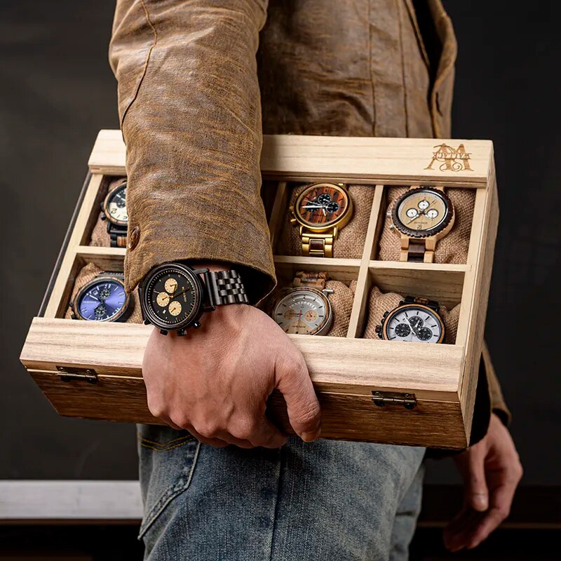 Wood Wrist Watch Display Box Organizer