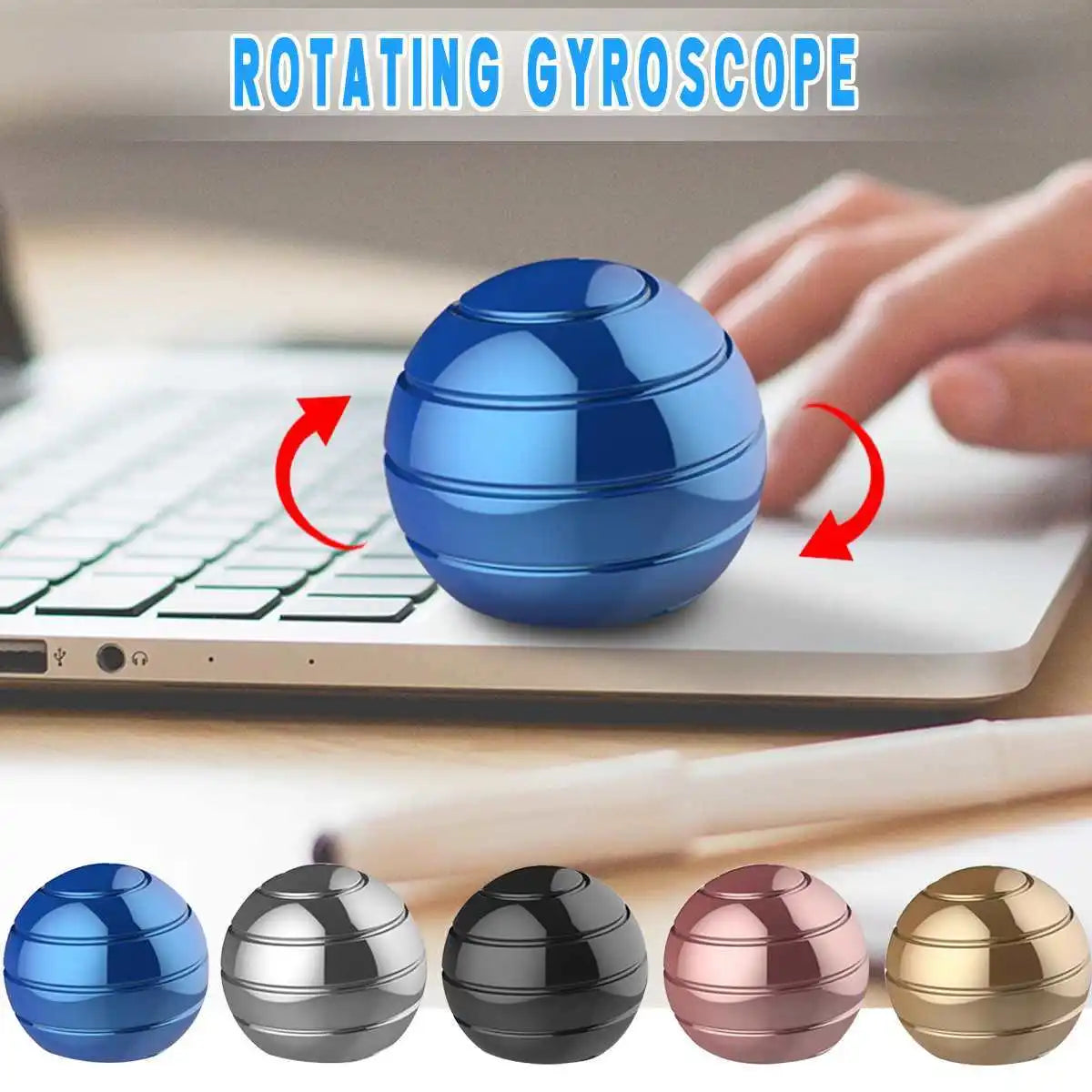 Desktop Rotating Spherical Gyroscope Metal Spinning Top