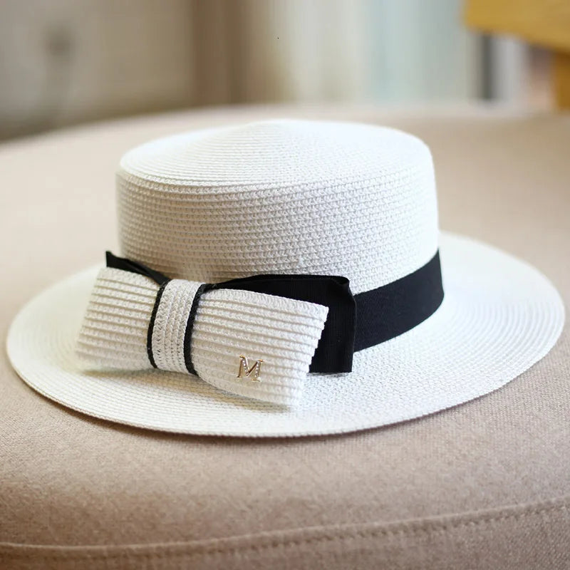 Casual Hat Ribbon Classic Flat Sun Hat