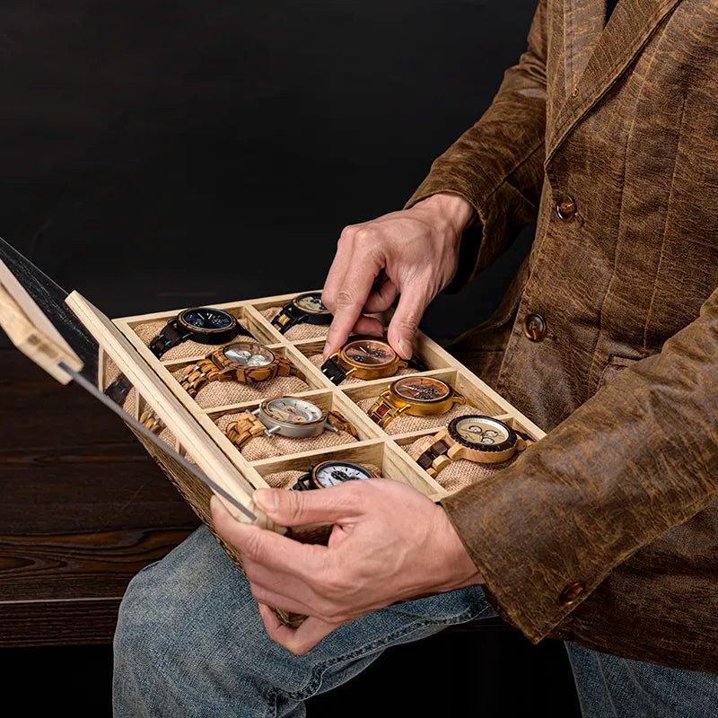 Wood Wrist Watch Display Box Organizer