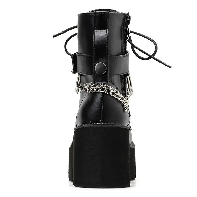 Chain Leather Platform Shoes