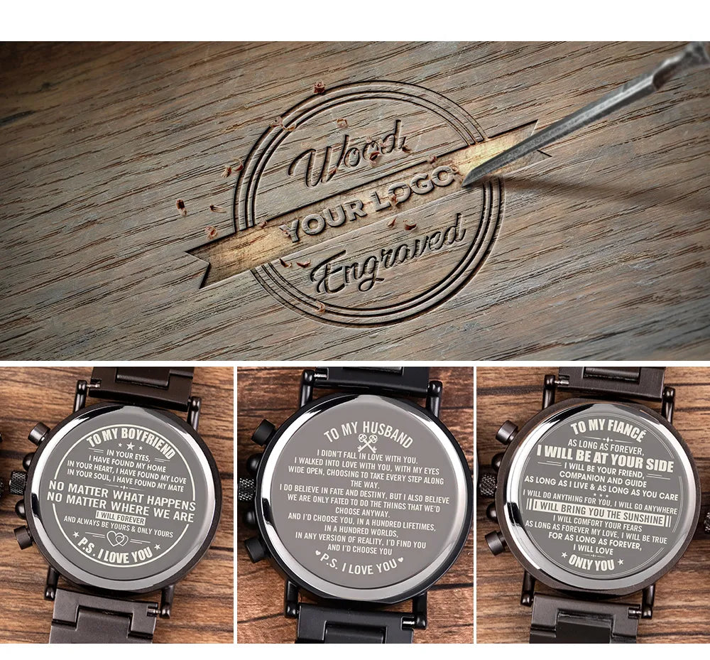 Luxury Stainless Steel Wood Watch