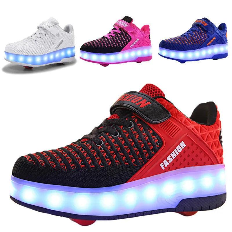 LED Light Skates Shoes with 2 Convertible Wheels