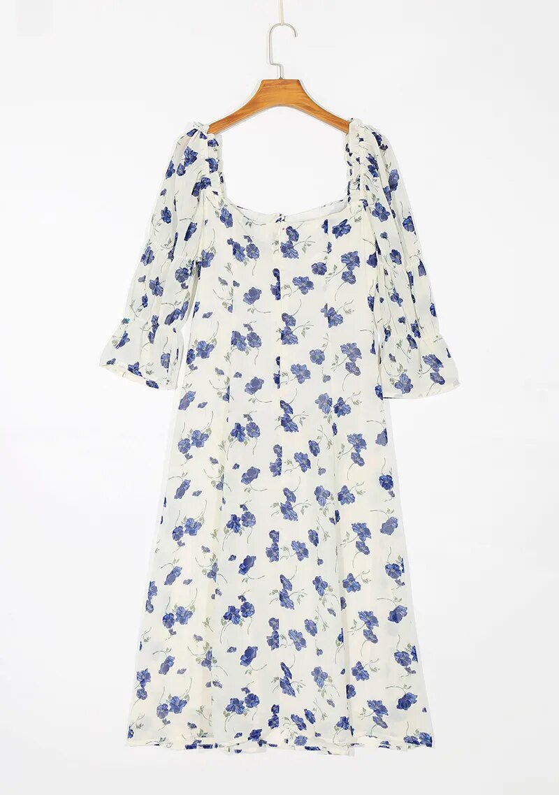 Floral Print Chiffon Dress