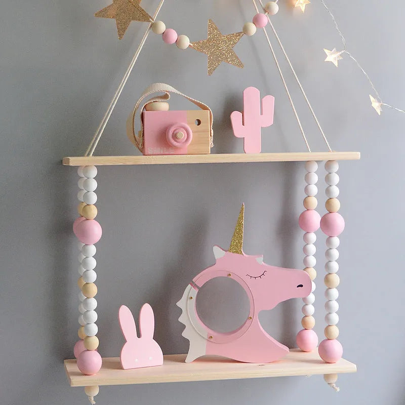 Kids Room Decoration Wall Wood Shelf