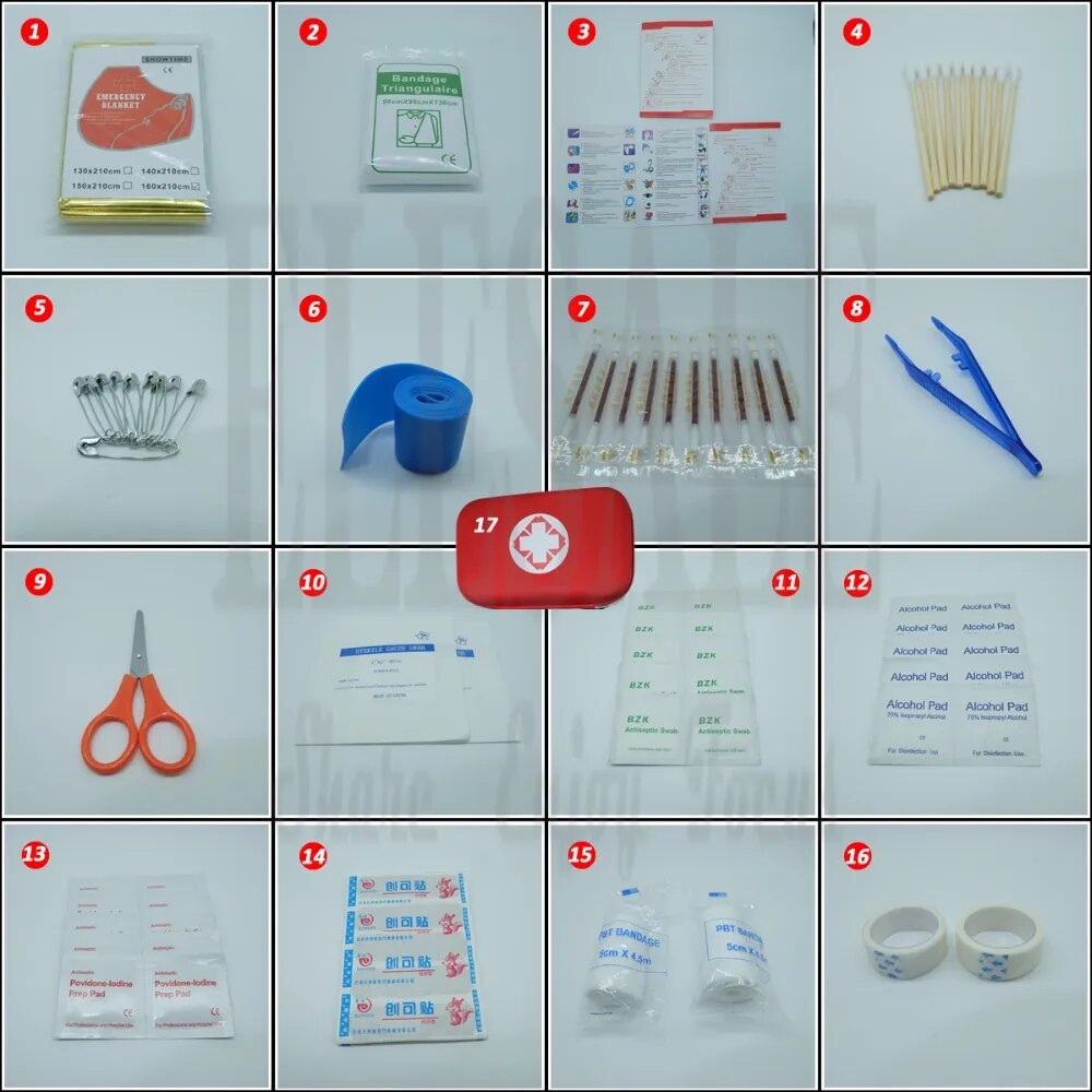17 Items/93pcs Portable Travel First Aid Kit