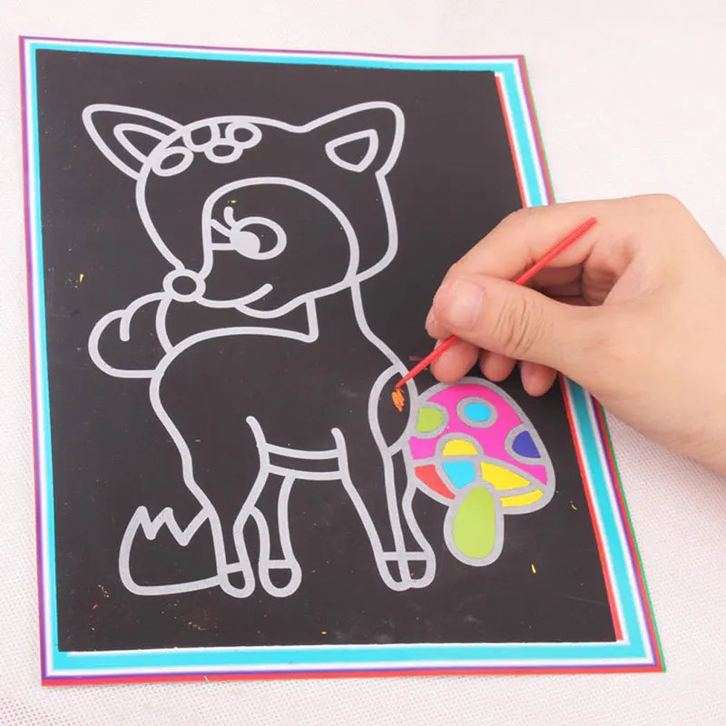 10 pcs 13x 9.8cm Scratch Art Paper Magic Painting