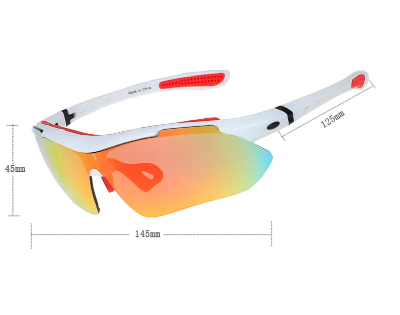 Sporty Polarized Cycling Sunglasses with 5 Lenses