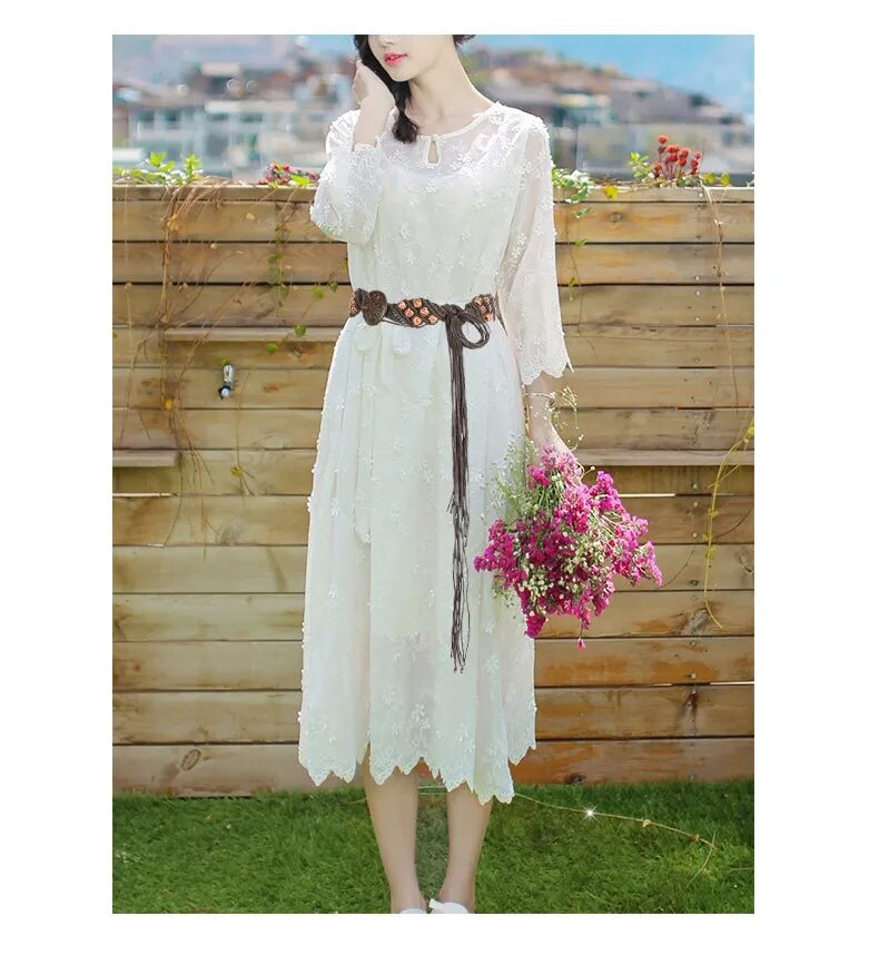 Thin Rope Flower Flora Knitted Belt