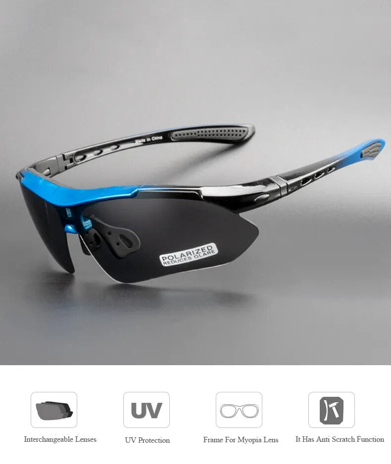 Sporty Polarized Cycling Sunglasses with 5 Lenses