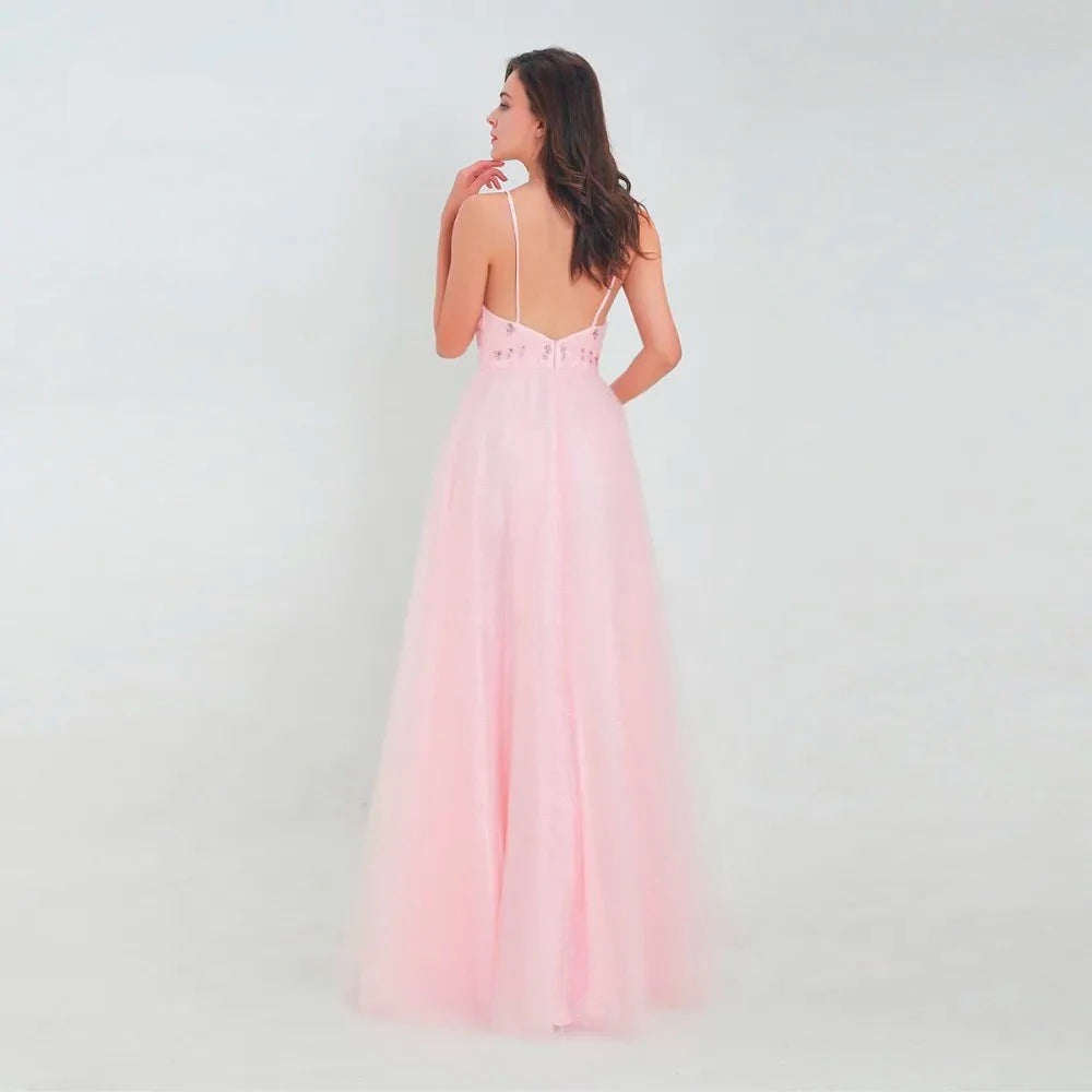 Chic Crystals Backless Chiffon Dress