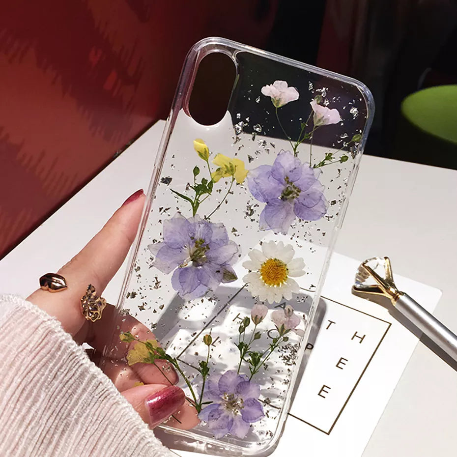 Silicone Dried Flower foil Phone Cases
