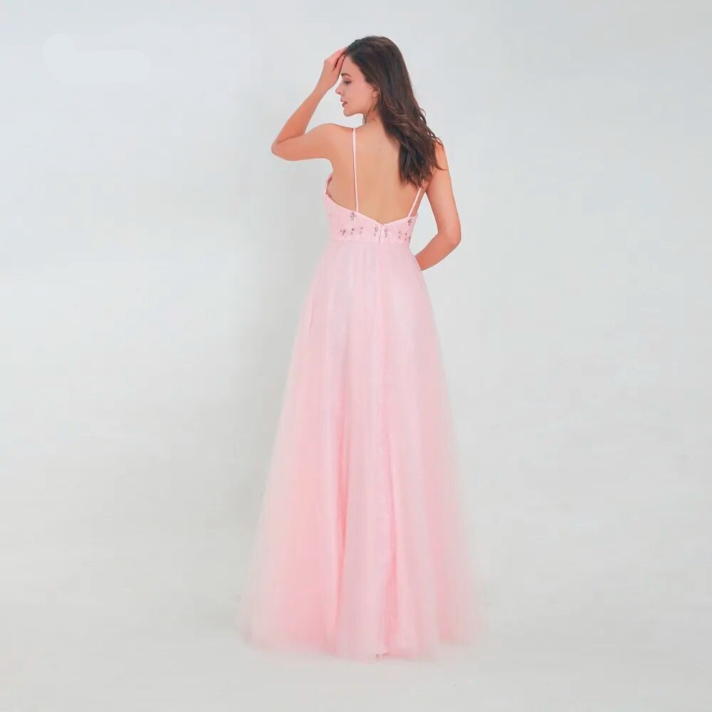 Chic Crystals Backless Chiffon Dress