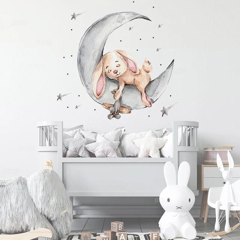 Bunny Bear Sleeping Wall Stickers