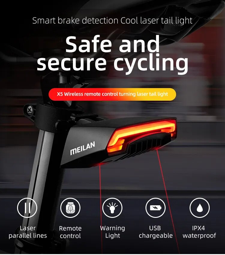 Bike Bicycle Rear Light Laser Tail Lamp