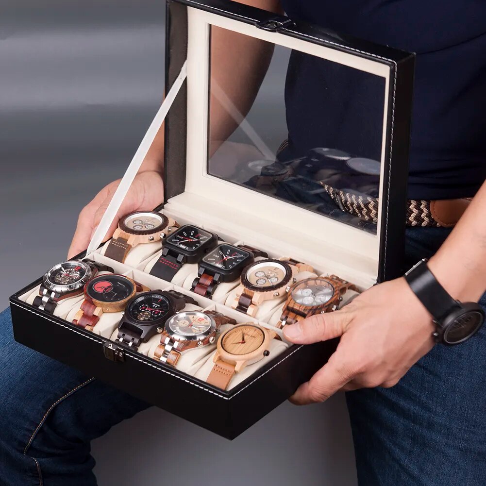 Wood Wrist Watch Display Box Organizer