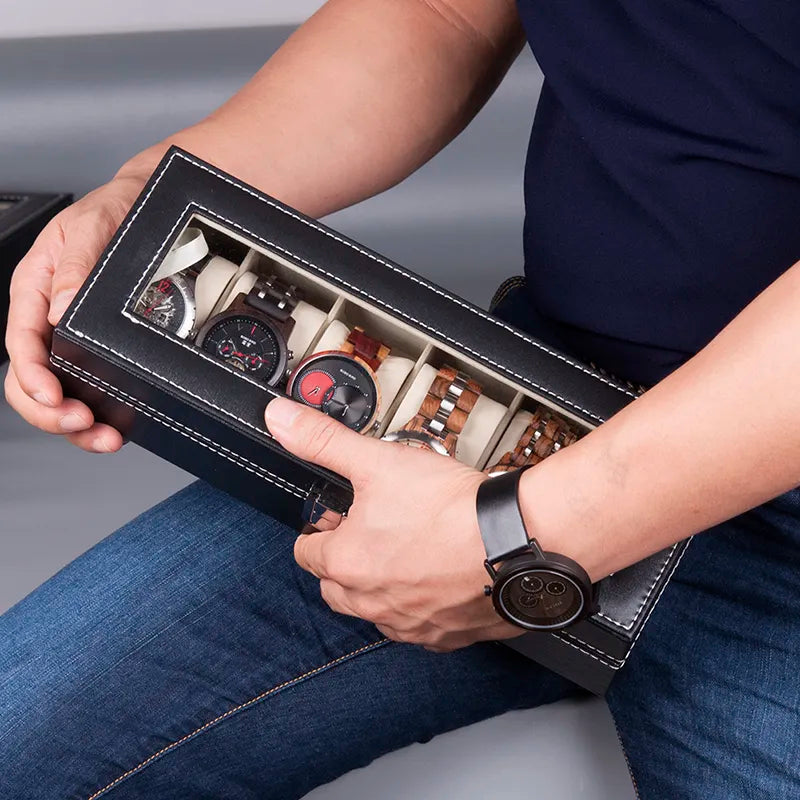 Wood Wrist Watch Display Box Organizer