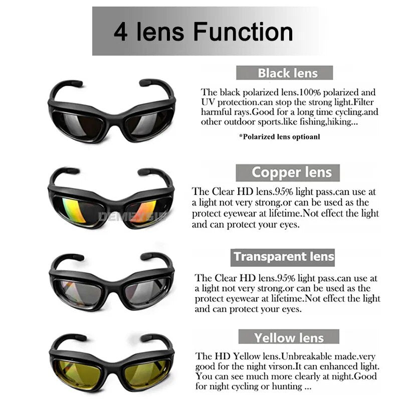4 Lens Tactical Polarized Goggles for Outdoor Activities