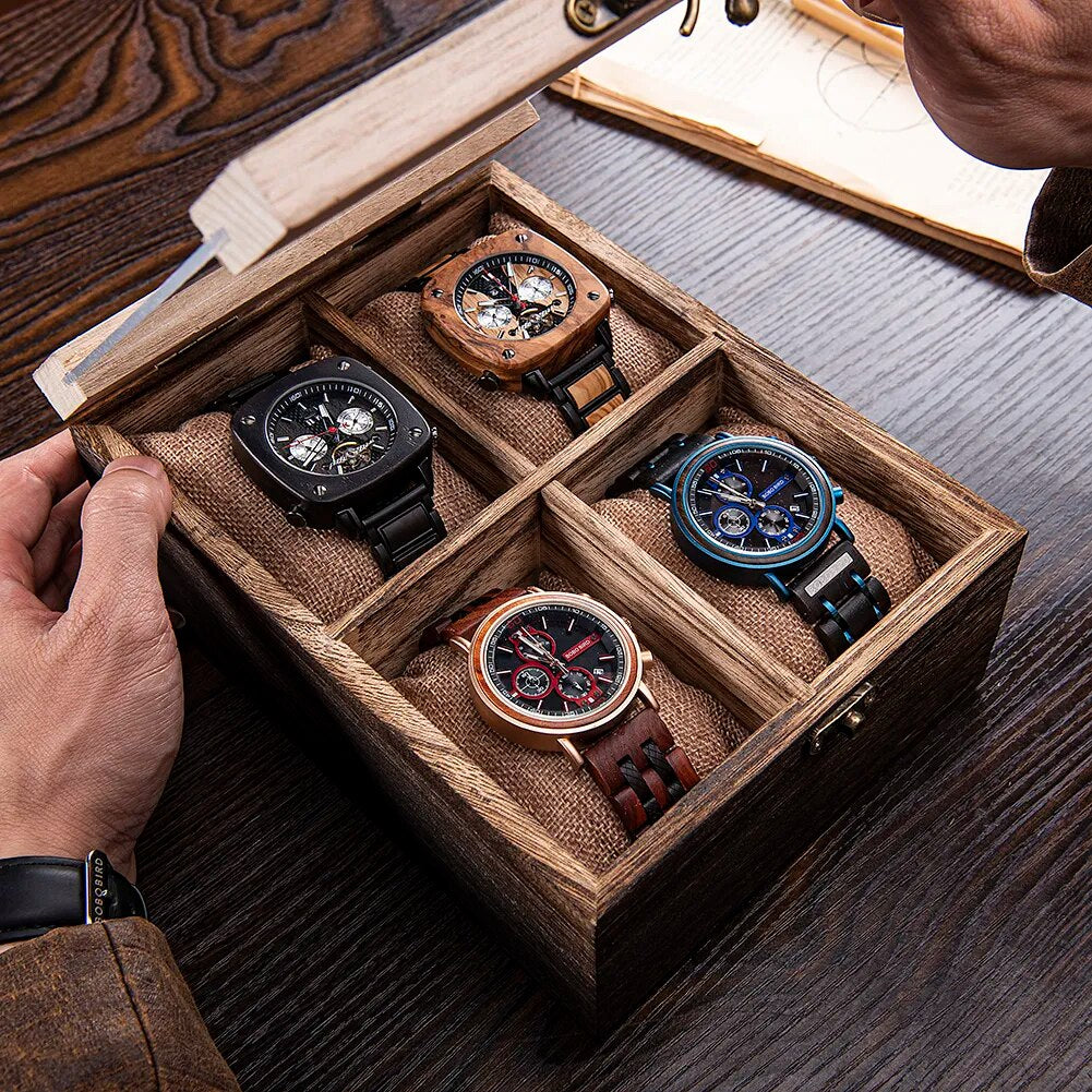 Wood Wrist Watch Display Box Organizer