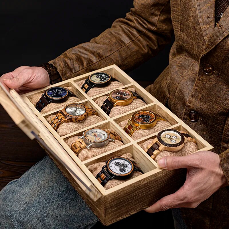 Wood Wrist Watch Display Box Organizer