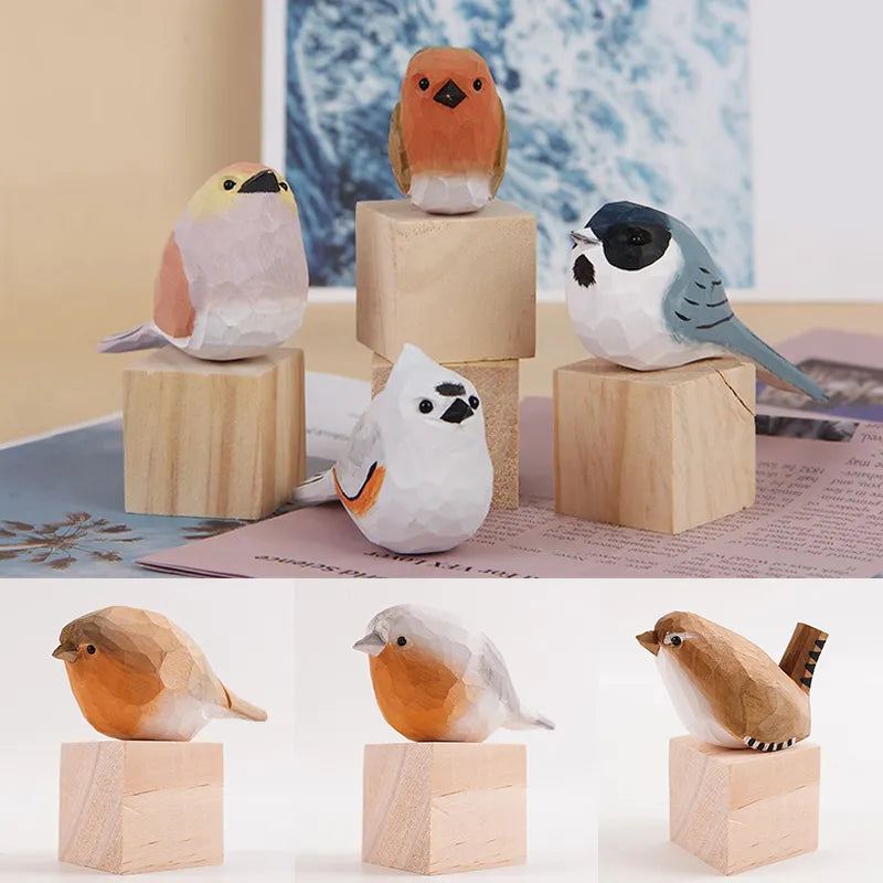 Wooden Bird Lovely Painting Ornaments Figurine