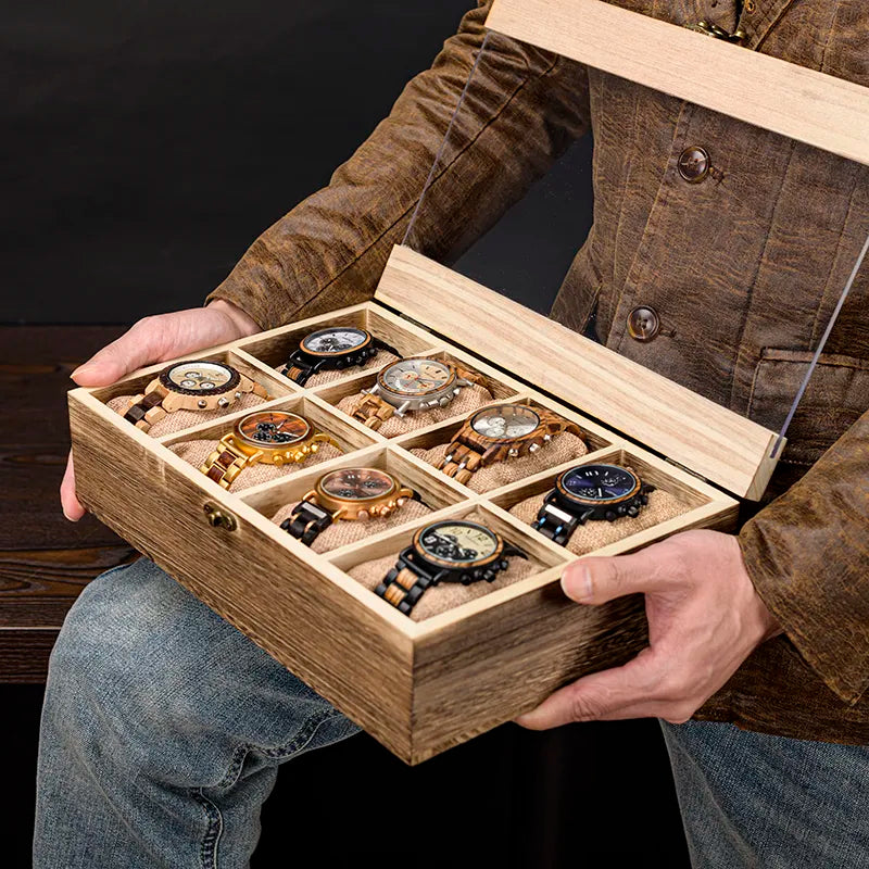 Wood Wrist Watch Display Box Organizer