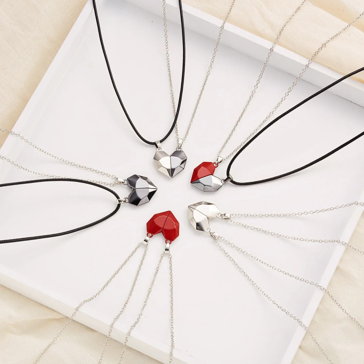 2Pcs/Lot Magnetic Couple Heart Pendant