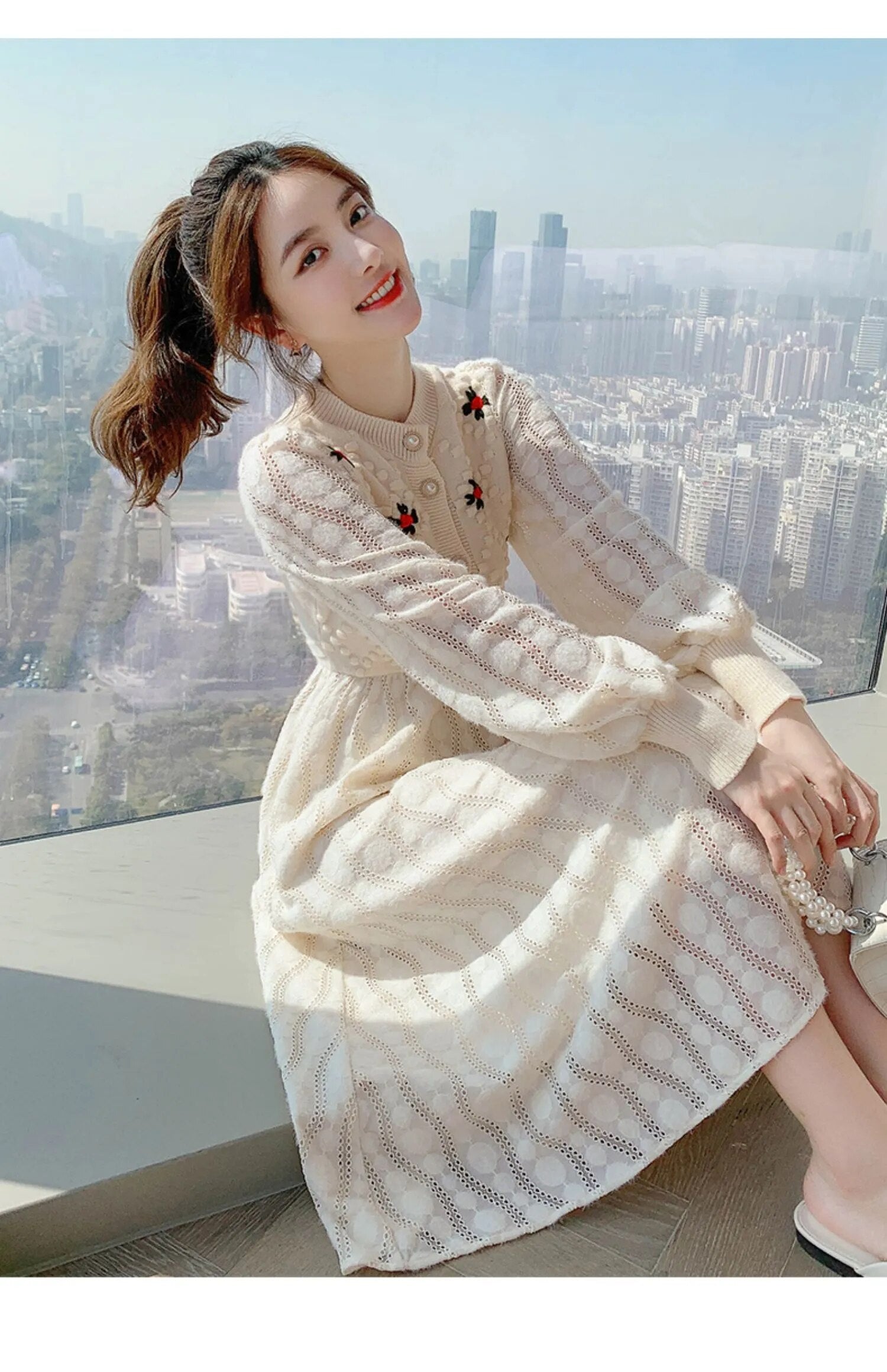 Embroidery Long Sleeve Dress