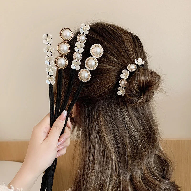 Elegant Pearl Hair Bun Maker Tool