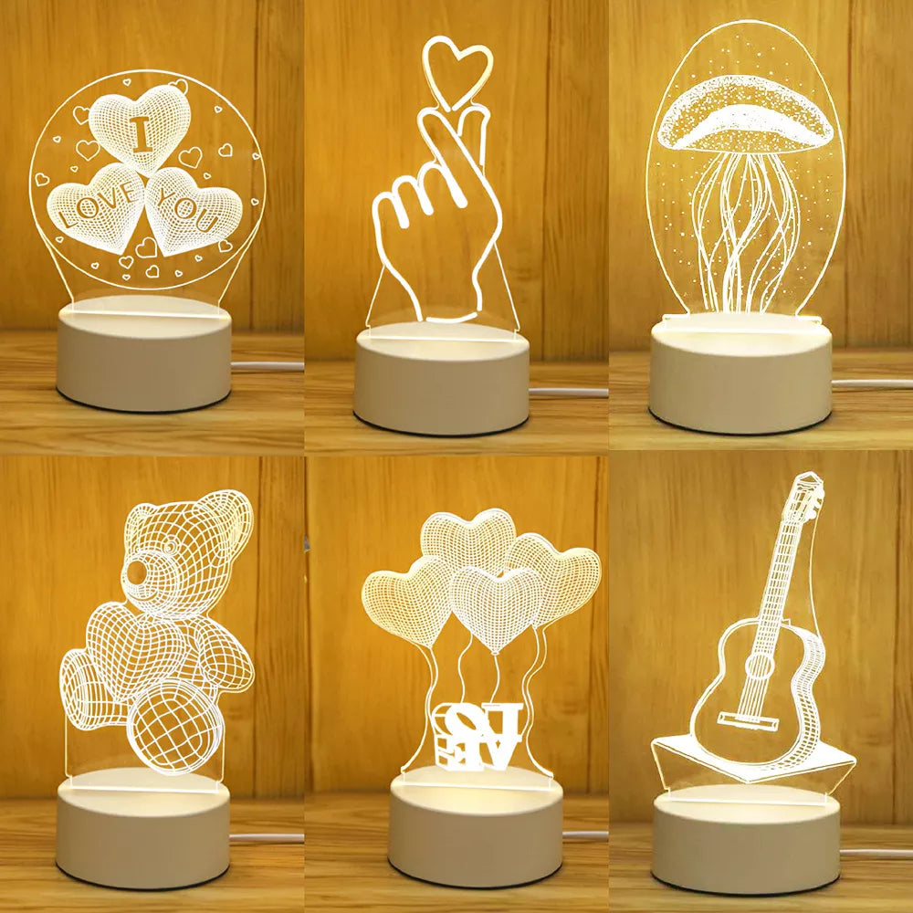 3D Valentine's Day Bedside Lamp