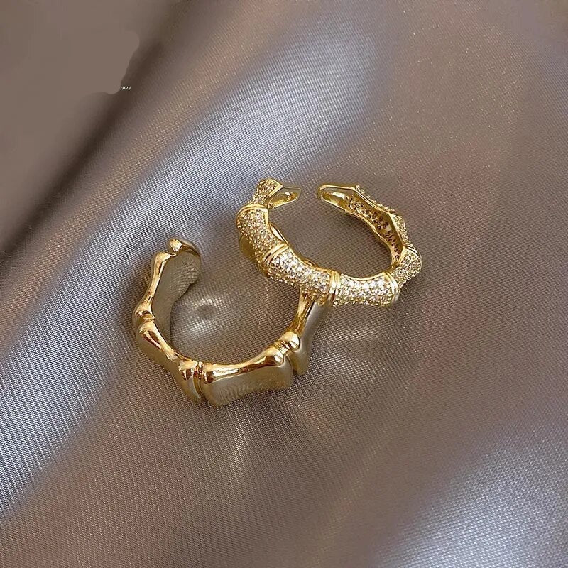 Gold Bamboo Skeleton Rings for Gothic Glam