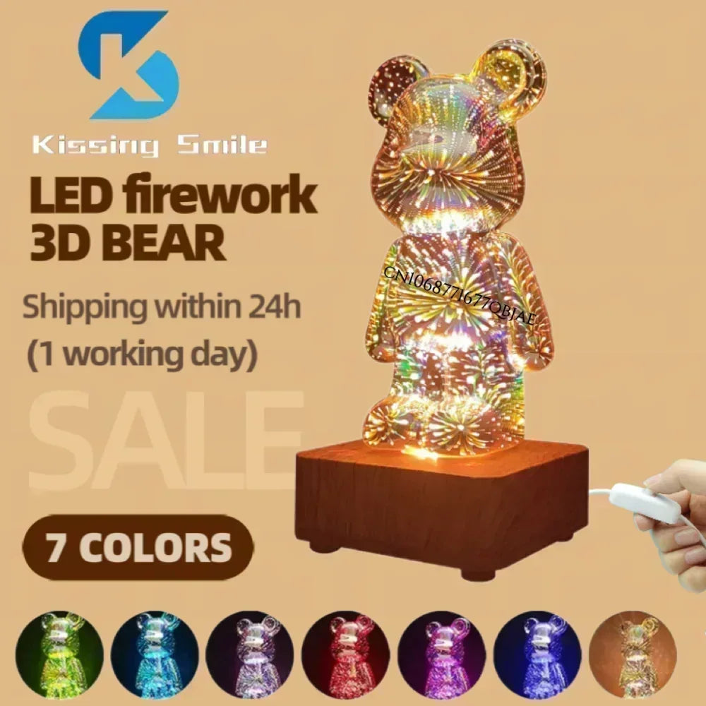 3D Fireworks USB Bear Lamp