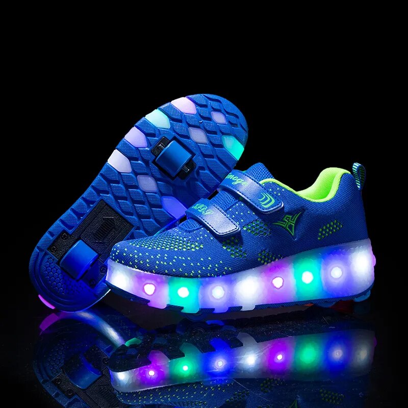 LED Light Parkour Two-Wheel Sneakers