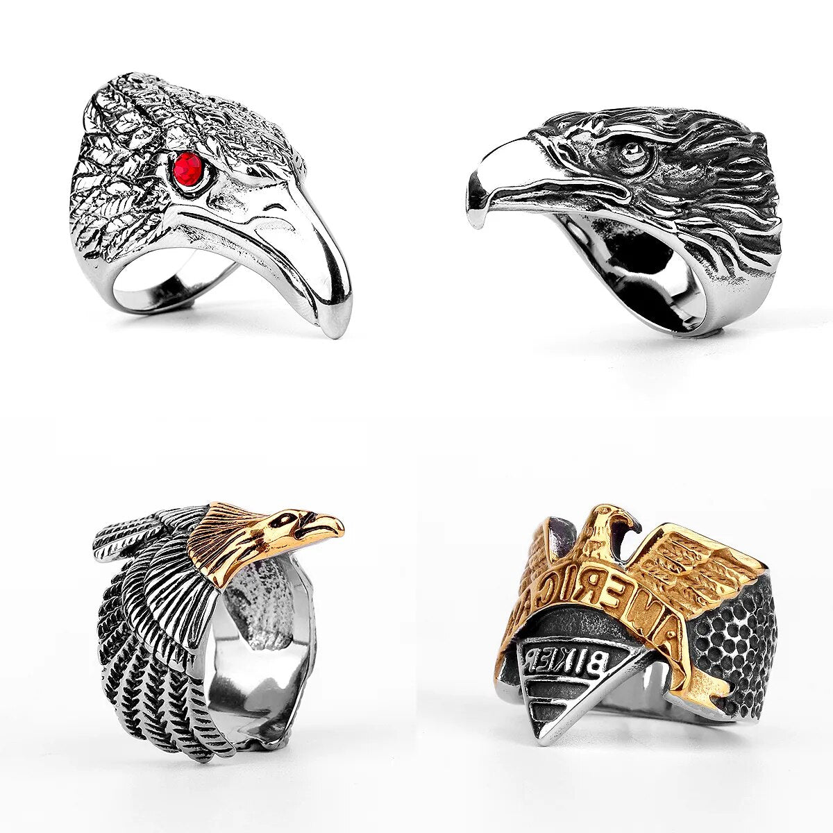 Eagle Dog Dragon Bird Snake Punk Hip Hop Trendy Rings